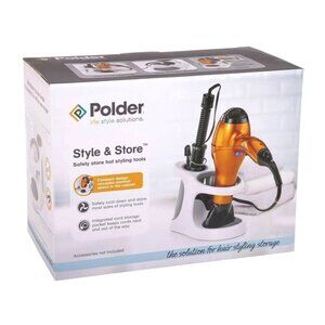 Polder Style & Store Hair Styling Tool Holder Heat-Resistant White & Gray